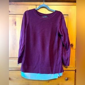 Sweater size Large. Maroon with white under layer.